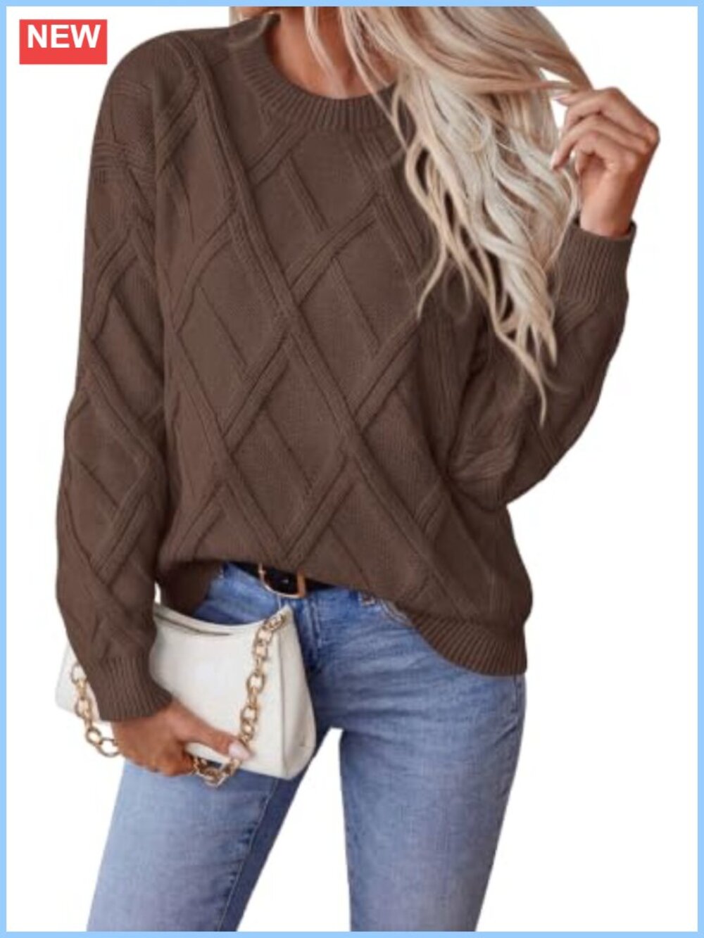 Cable Knit Crewneck Long Sleeve Pullover Sweater